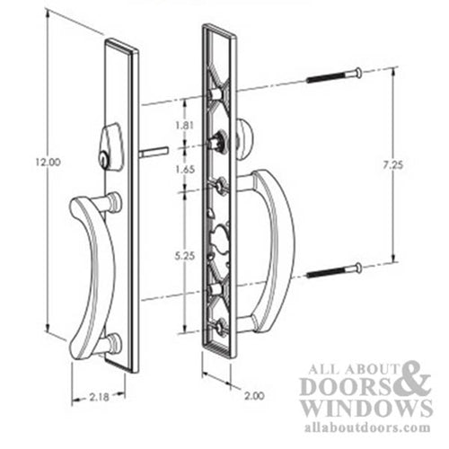 Expressions Wide Square, Active Keyed Sliding Door Handle - - Expressions Wide Square, Active Keyed Sliding Door Handle -