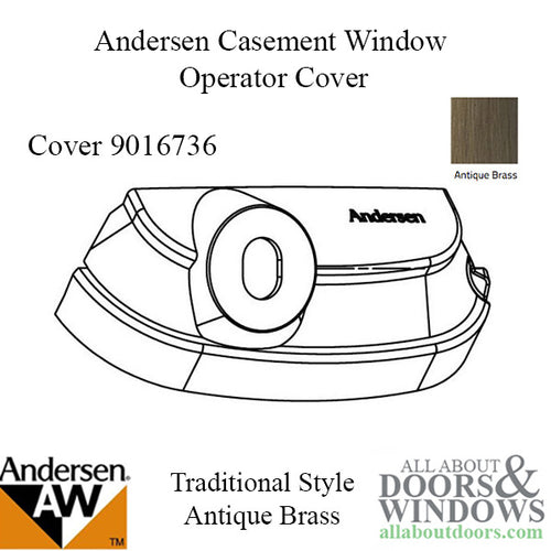 Operator Cover for Andersen Perma-Shield Improved/E-Z Casement Windows - Traditional - Ant. Brass - Operator Cover for Andersen Perma-Shield Improved/E-Z Casement Windows - Traditional - Ant. Brass