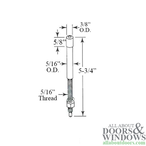 5/16 Inch Threaded Bottom Pivot Rod – Metal Bi-Fold Door Hardware - 5/16 Inch Threaded Bottom Pivot Rod – Metal Bi-Fold Door Hardware