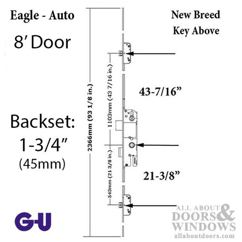 G-U Eagle New Breed Multipoint Lock Kit with Latch Bolts 8-0 Door - G-U Eagle New Breed Multipoint Lock Kit with Latch Bolts 8-0 Door