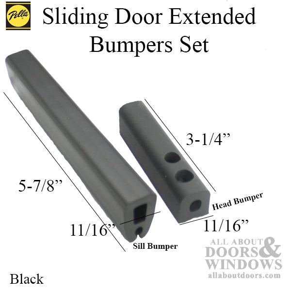 Pella Sliding Door Extended Bumpers Set - Black Finish - Pella Sliding Door Extended Bumpers Set - Black Finish