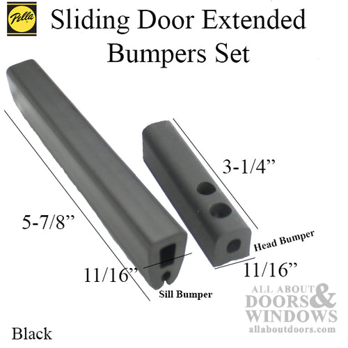 Pella Sliding Door Extended Bumpers Set - Black Finish - Pella Sliding Door Extended Bumpers Set - Black Finish