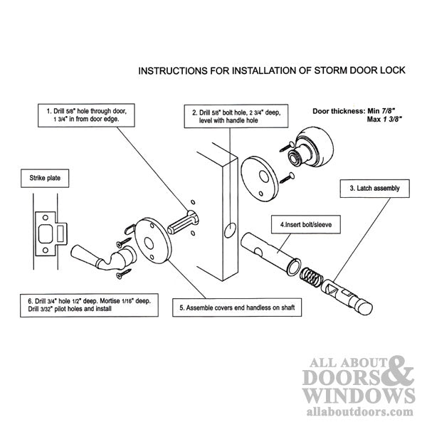 Mortise Storm/ Screen Door Lock 1-3/4 Backset - Mortise Storm/ Screen Door Lock 1-3/4 Backset