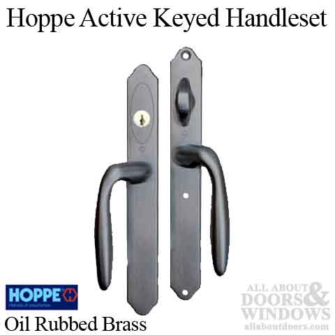 HOPPE HLS 9000 Sliding Door Handle Set Verona Lever Active Keyed Oil Rubbed Brass - HOPPE HLS 9000 Sliding Door Handle Set Verona Lever Active Keyed Oil Rubbed Brass