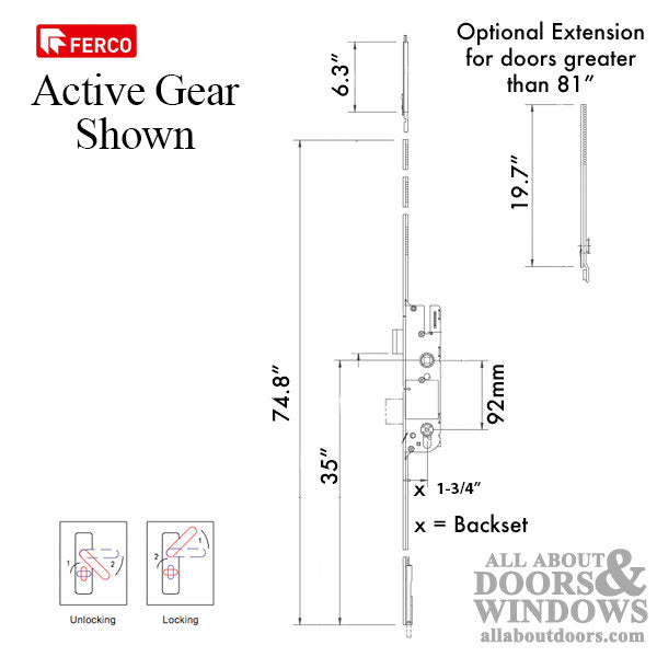 Cremona 35/92 Inactive Shootbolt, Passive Door Shootbolts only, Silver Ferguard - Cremona 35/92 Inactive Shootbolt, Passive Door Shootbolts only, Silver Ferguard