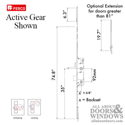 Cremona 35/92 Inactive Shootbolt, Passive Door Shootbolts only, Silver Ferguard - Cremona 35/92 Inactive Shootbolt, Passive Door Shootbolts only, Silver Ferguard