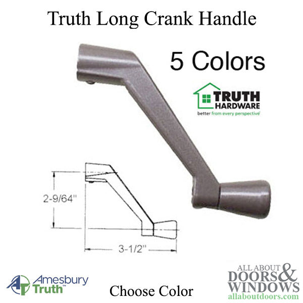 Amesbury Truth Long Length Crank Handle For Casement and Awning Windows 11/32 Inch Spline - Amesbury Truth Long Length Crank Handle For Casement and Awning Windows 11/32 Inch Spline