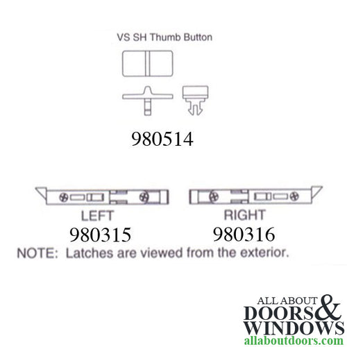 Visions 2000 Vinyl Window Tilt Latch, Concealed, Left - Visions 2000 Vinyl Window Tilt Latch, Concealed, Left