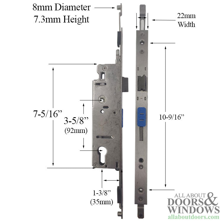 Hoppe HLS9350 Aluminum Door Gear for Balcony and Terrace Doors 35mm Backset - Hoppe HLS9350 Aluminum Door Gear for Balcony and Terrace Doors 35mm Backset