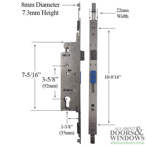 Hoppe HLS9350 Aluminum Door Gear for Balcony and Terrace Doors 35mm Backset - Hoppe HLS9350 Aluminum Door Gear for Balcony and Terrace Doors 35mm Backset