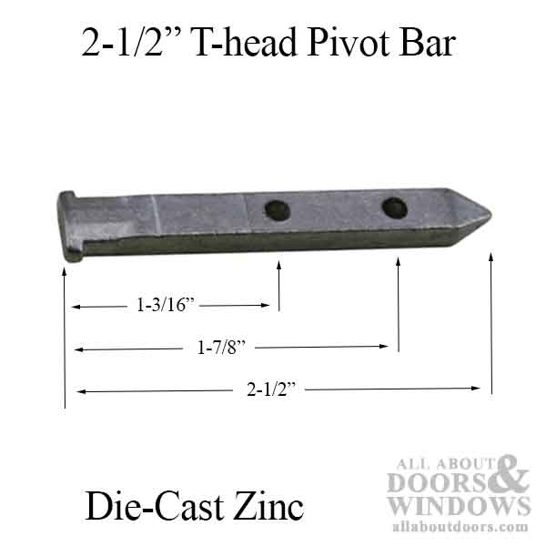 T-head Pivot Bar, Die-Cast Zinc, 2-1/2