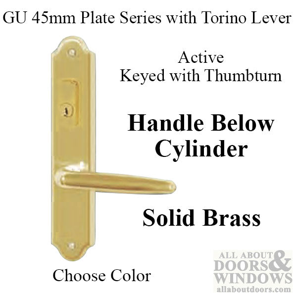 G-U Torino Handle and 45mm Plate Series, Solid Brass, Active, Key and Thumbturn (Handle Below Cylinder), Choose Color - G-U Torino Handle and 45mm Plate Series, Solid Brass, Active, Key and Thumbturn (Handle Below Cylinder), Choose Color