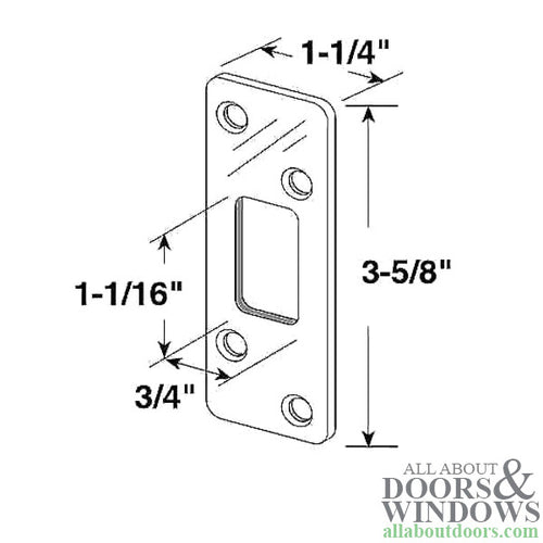 Deadbolt strike - Security - 1/4 inch Radius Corner - Chrome (Ea - Deadbolt strike - Security - 1/4 inch Radius Corner - Chrome (Ea