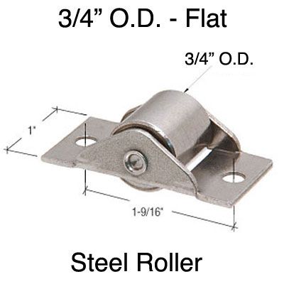 Rollers, Sliding Door  3/4 inch O.D. Steel