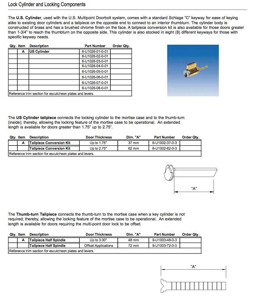 G-U / Ferco 48mm Length Tailpiece - Thumb-turn Side - G-U / Ferco 48mm Length Tailpiece - Thumb-turn Side