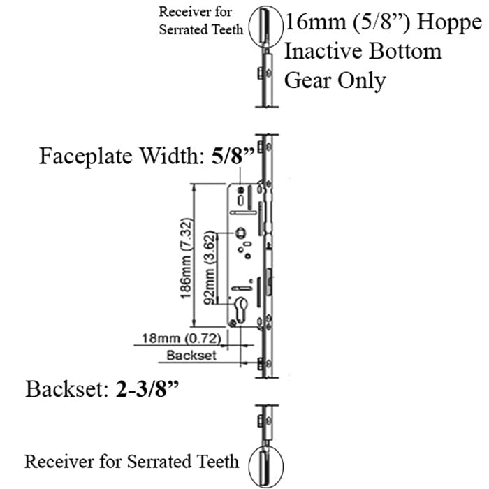 16mm Inactive Gear, 60/92, ADJ. HH, 20/25mm Shootbolt Throw - 16mm Inactive Gear, 60/92, ADJ. HH, 20/25mm Shootbolt Throw