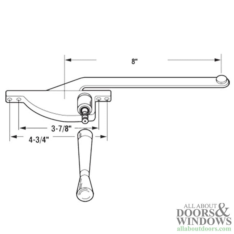 Casement Window Operator, 8'' arm, Left Hand, Teardrop Body, Steel Casement - Choose Color - Casement Window Operator, 8'' arm, Left Hand, Teardrop Body, Steel Casement - Choose Color