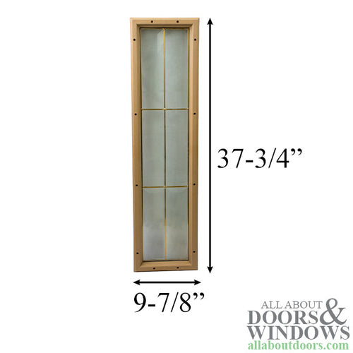 Rectangular 6-LITE Beveled Glass Door Lite 9-7/8 x 37-3/4, Brass Caming - Rectangular 6-LITE Beveled Glass Door Lite 9-7/8 x 37-3/4, Brass Caming