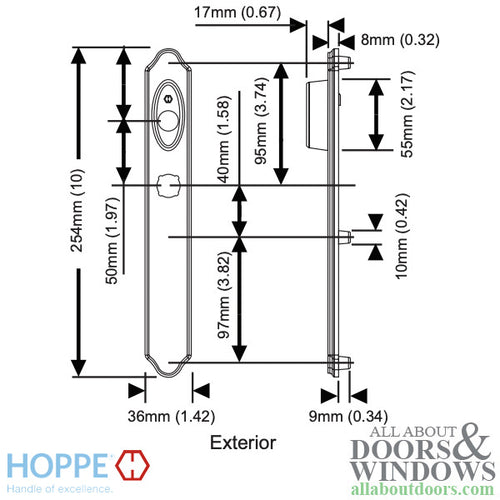 Hoppe Verona M2170N Exterior Dummy Backplate - Satin Nickel - Hoppe Verona M2170N Exterior Dummy Backplate - Satin Nickel