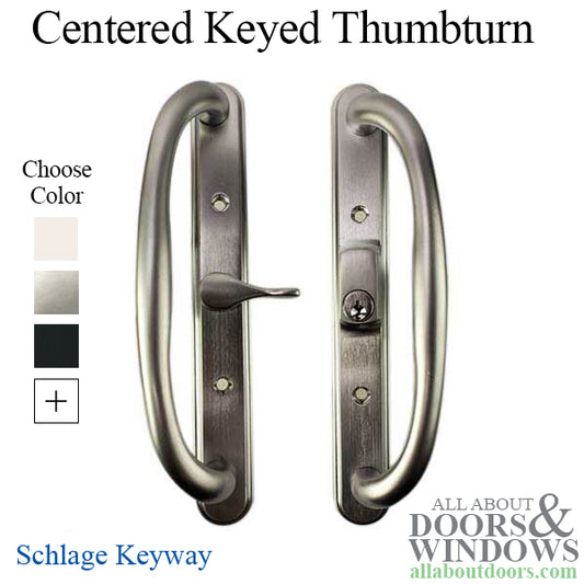 Olympus Handle Center Thumb, Keyed Sliding Glass Door - Schlage Keyway, Choose Color