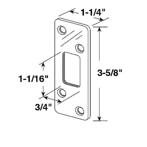Deadbolt strike - Security - 1/4 inch Radius Corner - Antique Brass - Deadbolt strike - Security - 1/4 inch Radius Corner - Antique Brass
