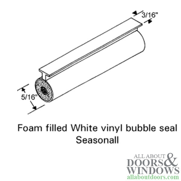 Slide in T-slot  5/16 Bulb, 3/16 Slide On  - White - Slide in T-slot  5/16 Bulb, 3/16 Slide On  - White