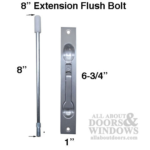 Discontinued 8 Inch Extension Bolt, 2 hole 1 x 6-3/4 Flush Lever - Brushed/Satin Chrome
***DISCONTINUED***