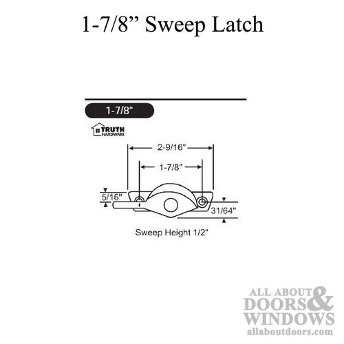 Sweep Latch,  1-7/8” Screw Hole Spacing - Bronze - Sweep Latch,  1-7/8” Screw Hole Spacing - Bronze