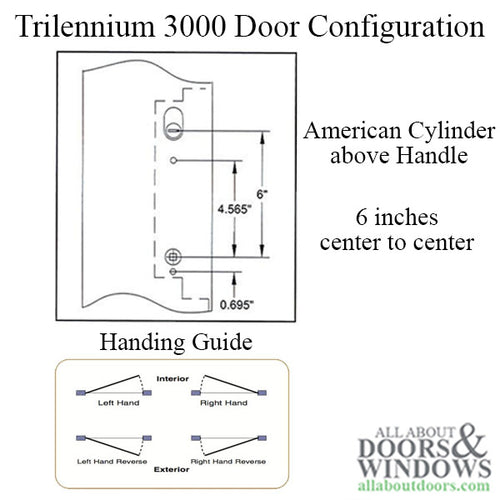 Trilennium 3000 Series 75-3/8, 9-0 Door Left Hand Inswing - Choose Finish - Trilennium 3000 Series 75-3/8, 9-0 Door Left Hand Inswing - Choose Finish