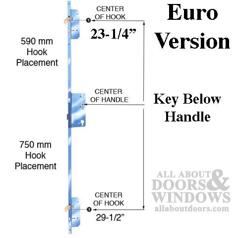 European style MPL 45mm  Lock System with Hooks (590 mm) - Discontinued - European style MPL 45mm  Lock System with Hooks (590 mm) - Discontinued