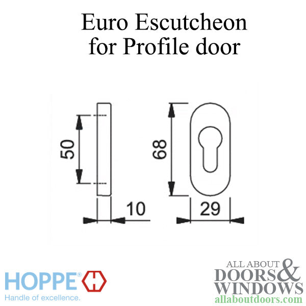 HOPPE Escutcheon for Euro Profile Doors with Nylon Base - Aluminum Silver - HOPPE Escutcheon for Euro Profile Doors with Nylon Base - Aluminum Silver