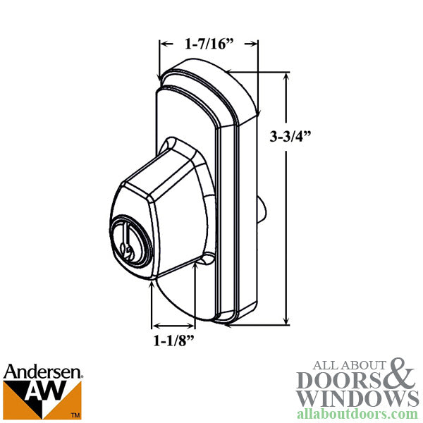 Andersen Frenchwood Gliding Doors - Lock Assembly - Albany - Exterior - Left - White - Andersen Frenchwood Gliding Doors - Lock Assembly - Albany - Exterior - Left - White