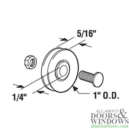 Roller Only,  1 inch  Dia.  Steel  wheel - Roller Only,  1 inch  Dia.  Steel  wheel