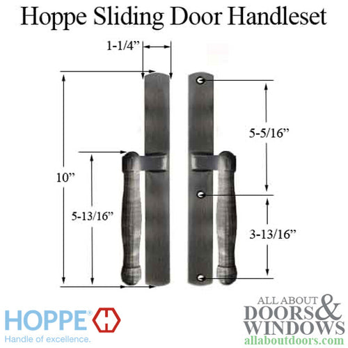 HOPPE HLS 9000 Sliding Door Handle Set Fixed Dummy Antique Nickel - HOPPE HLS 9000 Sliding Door Handle Set Fixed Dummy Antique Nickel