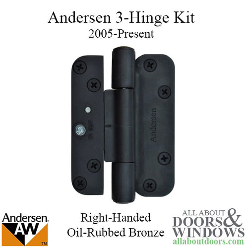 3 Hinge Kit, 2005-Present Andersen FWH Right Hand Door - Oil Rubbed Bronze - 3 Hinge Kit, 2005-Present Andersen FWH Right Hand Door - Oil Rubbed Bronze