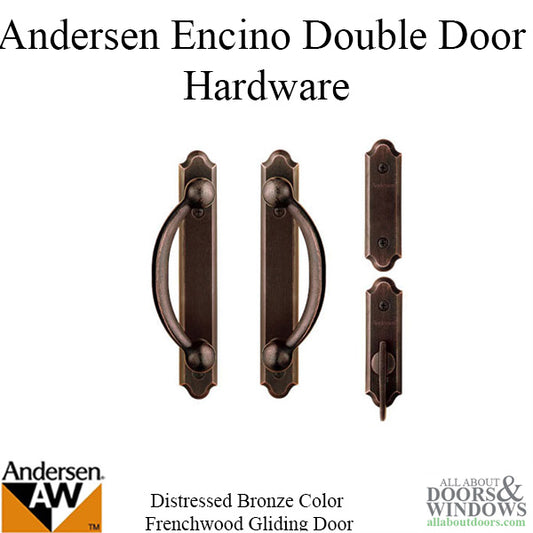 Andersen Frenchwood Gliding Door Trim Hardware, Encino, 4 Panel Interior and Exterior - Distressed Bronze