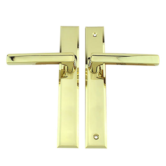 Dallas Contemporary Lever Handle, Fixed Dummy Pair, M1643 / 2161N Set - Polished Brass