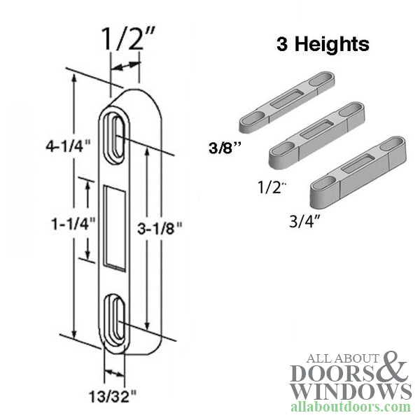 Strike Plate, 1/2 x 4-3/16 face, 1/2 inches tall - Strike Plate, 1/2 x 4-3/16 face, 1/2 inches tall