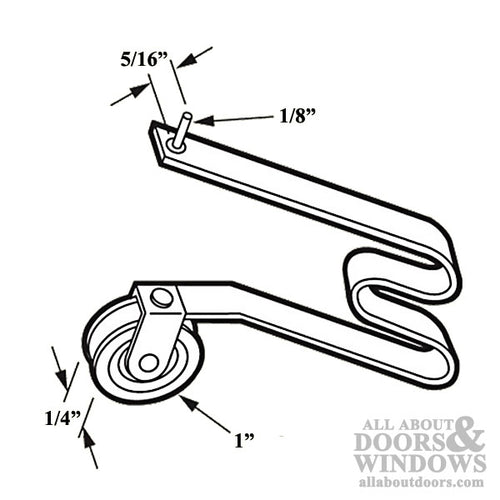 M-Spring Tension Roller with 1 Inch Steel Wheel for Sliding Screen Door - M-Spring Tension Roller with 1 Inch Steel Wheel for Sliding Screen Door