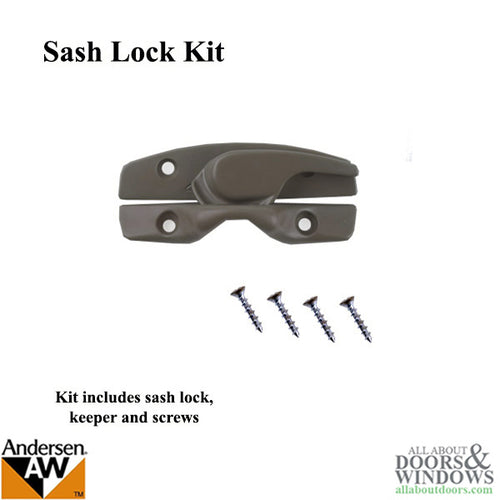 Sash Lock Kit, Andersen Sash Latch, Keeper, and Screws - Stone - Sash Lock Kit, Andersen Sash Latch, Keeper, and Screws - Stone