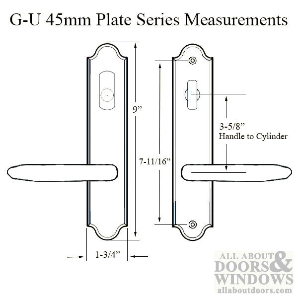 G-U Torino Handle and 45mm Plate Series, Zamac, Active, Keyed with Thumbturn (Handle Below Cylinder), Choose Color - G-U Torino Handle and 45mm Plate Series, Zamac, Active, Keyed with Thumbturn (Handle Below Cylinder), Choose Color