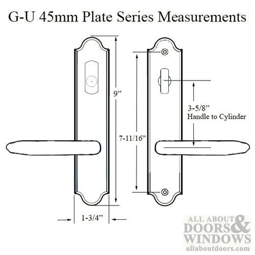 G-U Torino Handle and 45mm Plate Series, Zamac, Active, Keyed with Thumbturn (Handle Below Cylinder), Choose Color - G-U Torino Handle and 45mm Plate Series, Zamac, Active, Keyed with Thumbturn (Handle Below Cylinder), Choose Color