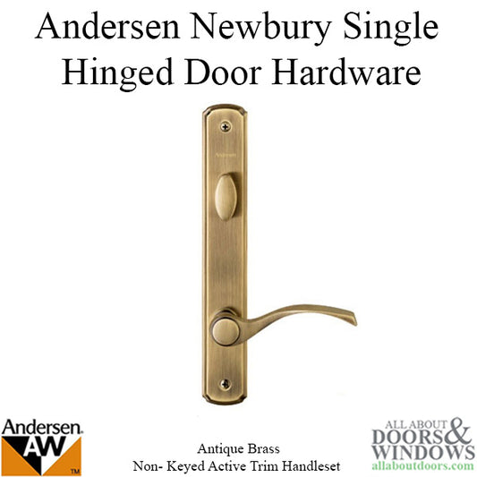 Hardware Kit, Single Door, Newbury, Active Door - Antique Brass