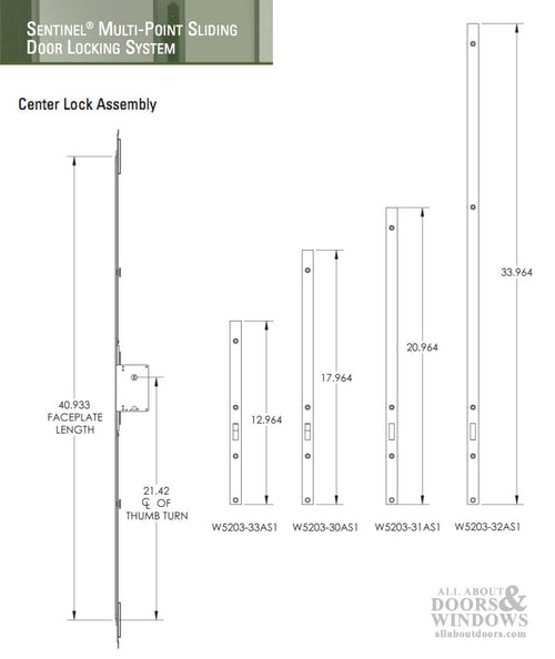 Center Lock Assembly for 3 point Sliding door  lock XM-50 - Center Lock Assembly for 3 point Sliding door  lock XM-50