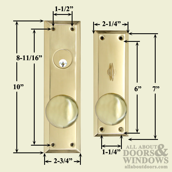 Manhattan Waldorf Design Handle Set with Mortise Lock for Entry Doors Polished Brass - Manhattan Waldorf Design Handle Set with Mortise Lock for Entry Doors Polished Brass