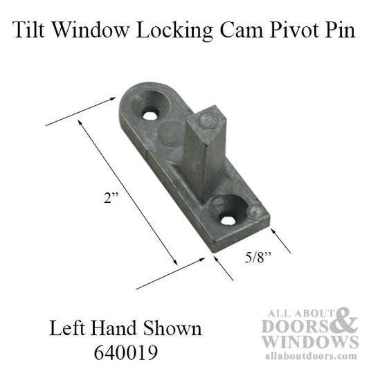 Tilt-In Window Locking Cam Pivot, Left Hand, Diecast - Mill Finish