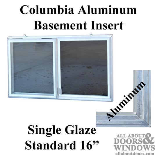 C-300-16 Aluminum Basement Window Insert, Single Pane Glass