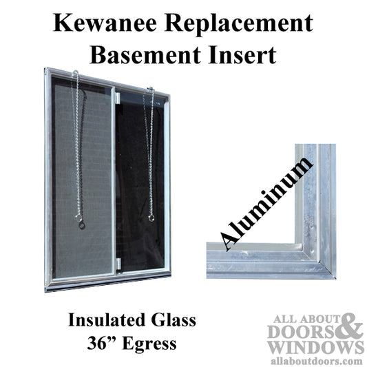 Kewanee C-310A-K-36 Aluminum Basement WINDOW Insert, Dual Pane Glass