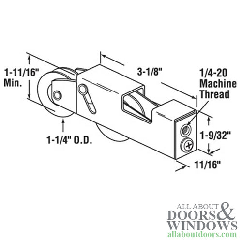 Sliding Patio Door Roller With Dual 1.25 Inch Nylon Wheel Open Top Housing - Sliding Patio Door Roller With Dual 1.25 Inch Nylon Wheel Open Top Housing