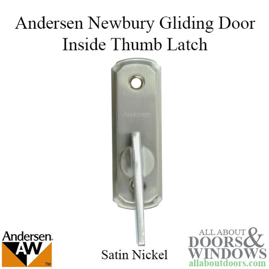 Andersen Window - Frenchwood Gliding Door Hardware, Newbury Thumb Latch/Inside Lock - Brushed/Satin Nickel